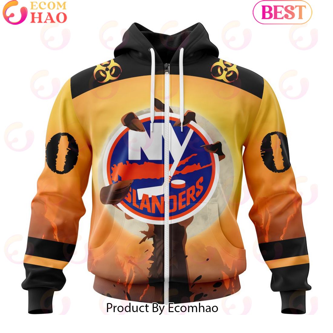 Personalized NHL New York Islanders Special Zombie Design For Halloween 3D Hoodie