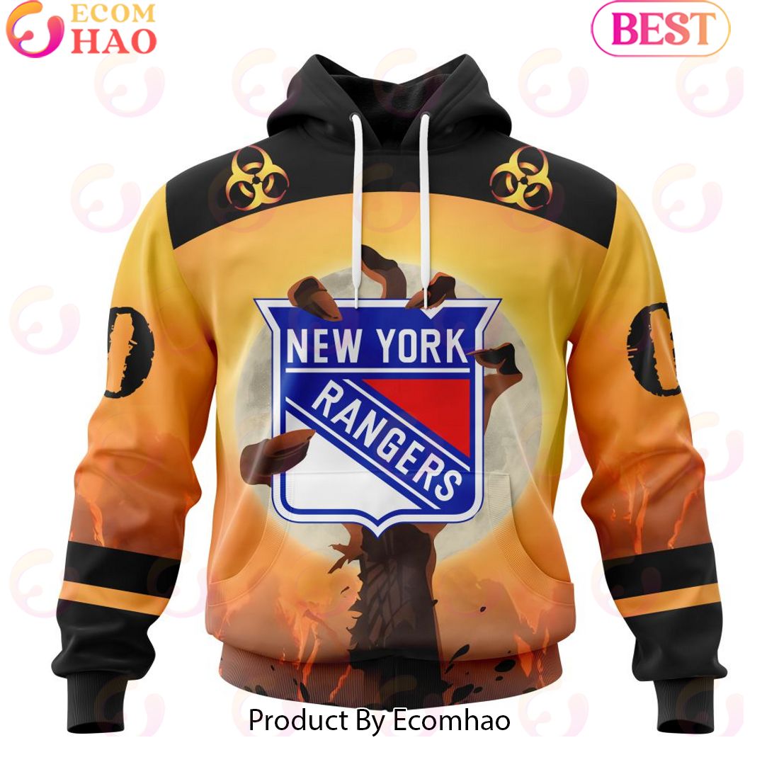 Personalized NHL New York Rangers Special Zombie Design For Halloween 3D Hoodie