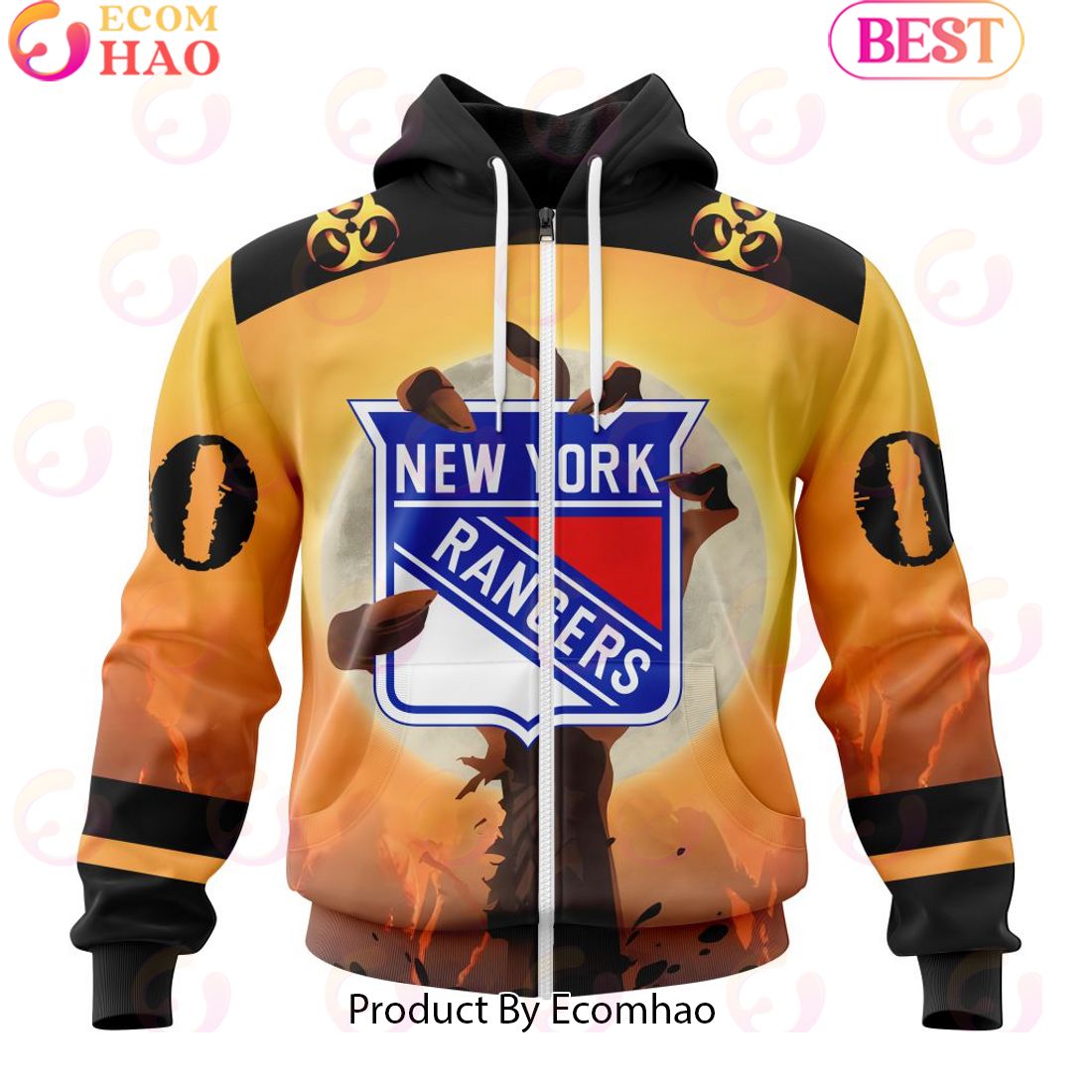 Personalized NHL New York Rangers Special Zombie Design For Halloween 3D Hoodie