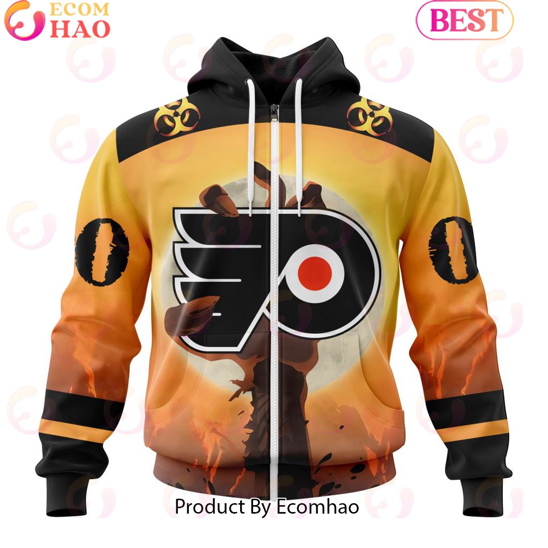 Personalized NHL Philadelphia Flyers Special Zombie Design For Halloween 3D Hoodie