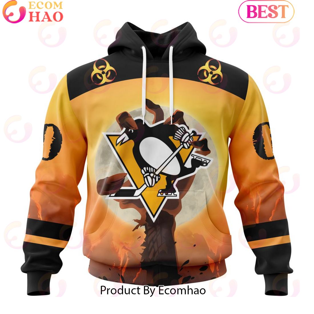 Personalized NHL Pittsburgh Penguins Special Zombie Design For Halloween 3D Hoodie