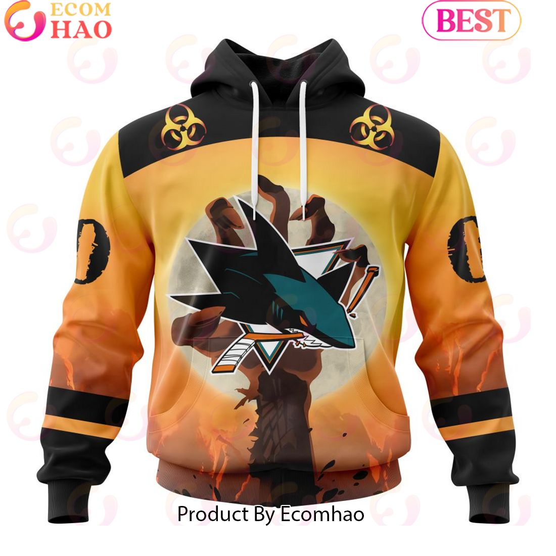 Personalized NHL San Jose Sharks Special Zombie Design For Halloween 3D Hoodie