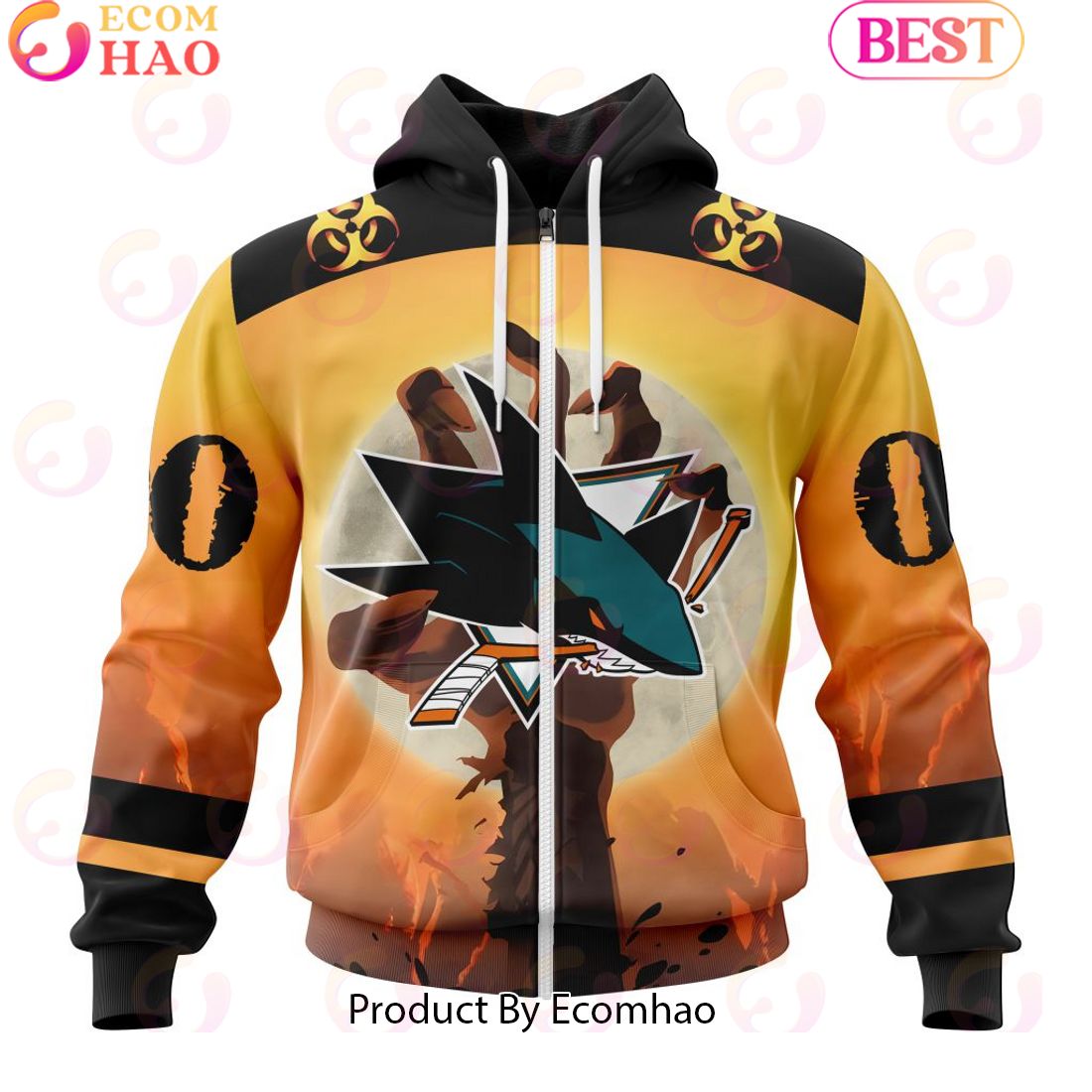 Personalized NHL San Jose Sharks Special Zombie Design For Halloween 3D Hoodie