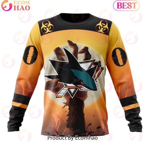 Personalized NHL San Jose Sharks Special Zombie Design For Halloween 3D Hoodie