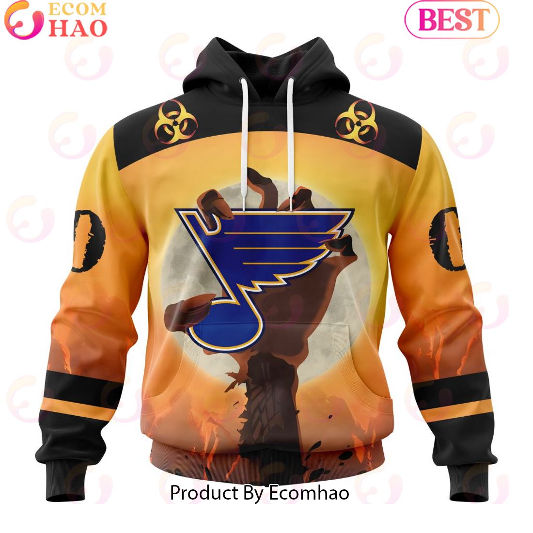 Personalized NHL St. Louis Blues Special Zombie Design For Halloween 3D Hoodie