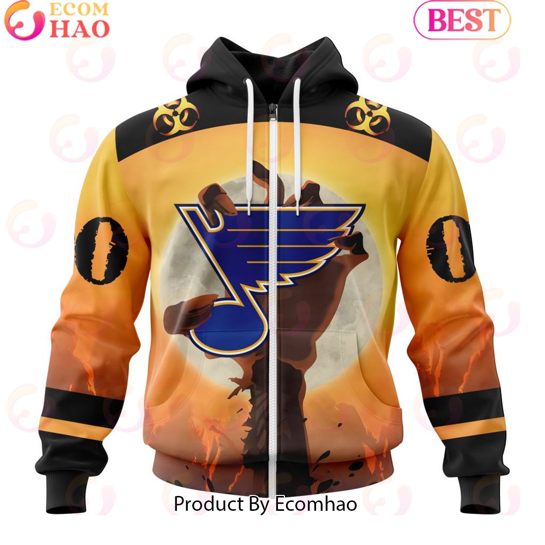 Personalized NHL St. Louis Blues Special Zombie Design For Halloween 3D Hoodie