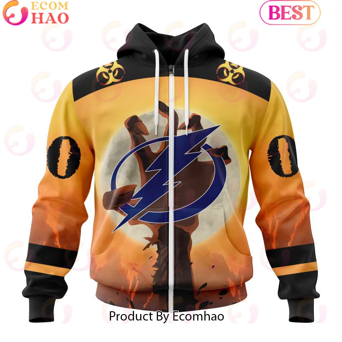 Personalized NHL Tampa Bay Lightning Special Zombie Design For Halloween 3D Hoodie