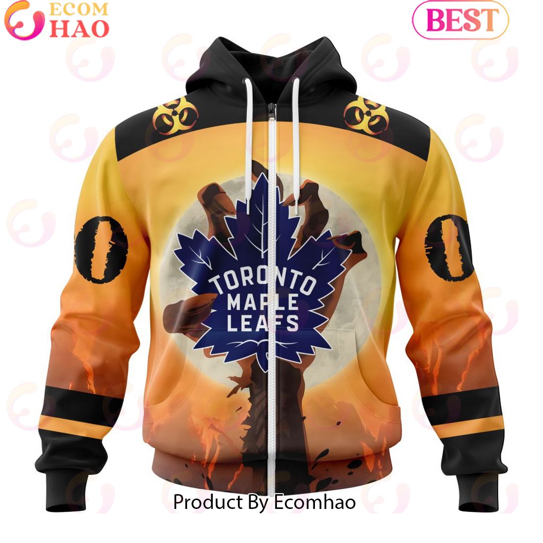 Personalized NHL Toronto Maple Leafs Special Zombie Design For Halloween 3D Hoodie