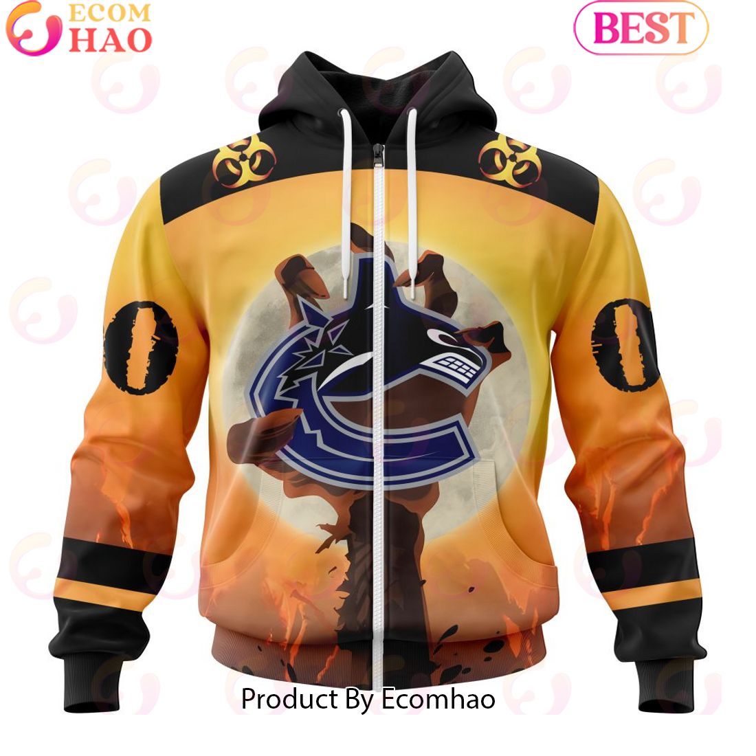 Personalized NHL Vancouver Canucks Special Zombie Design For Halloween 3D Hoodie