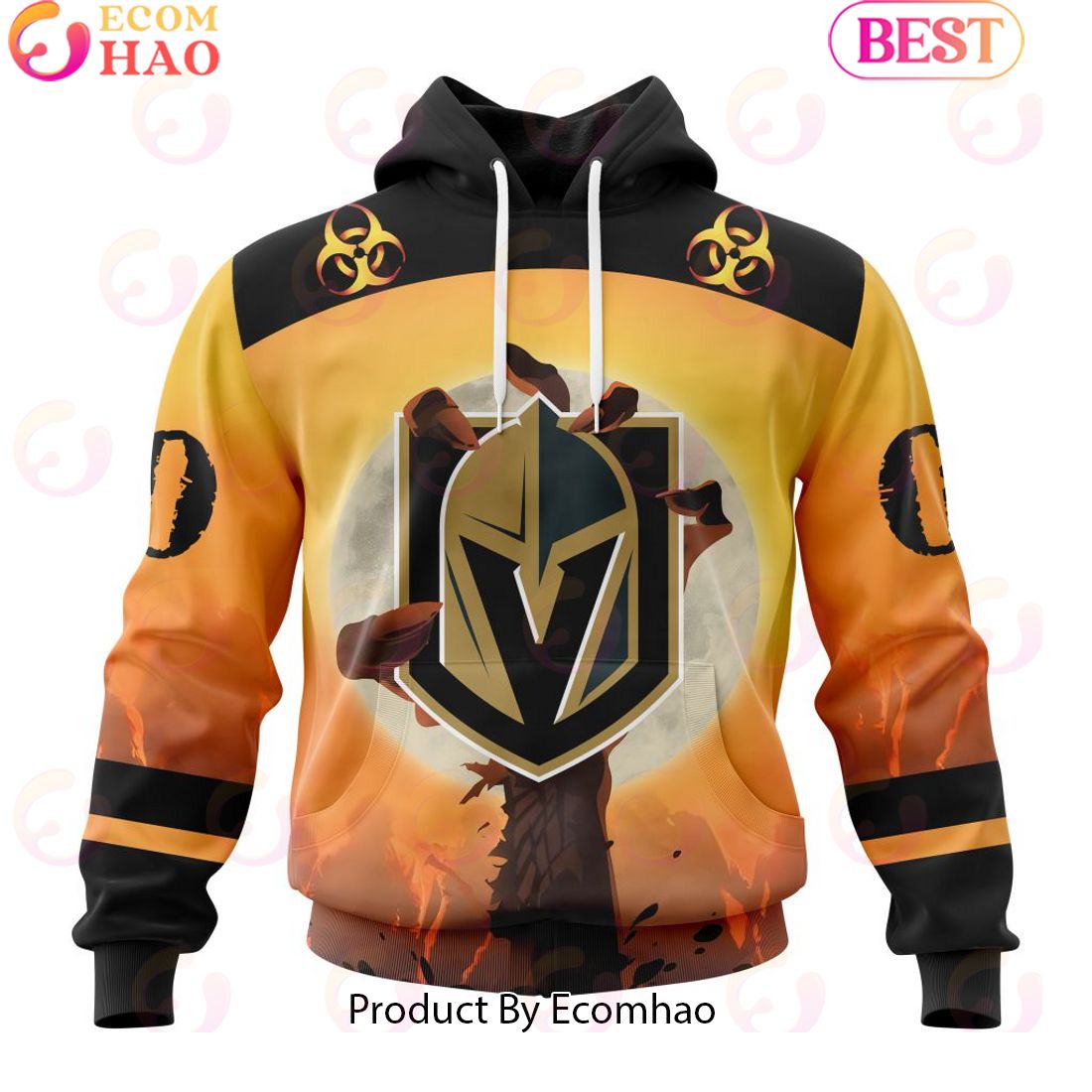 Personalized NHL Vegas Golden Knights Special Zombie Design For Halloween 3D Hoodie