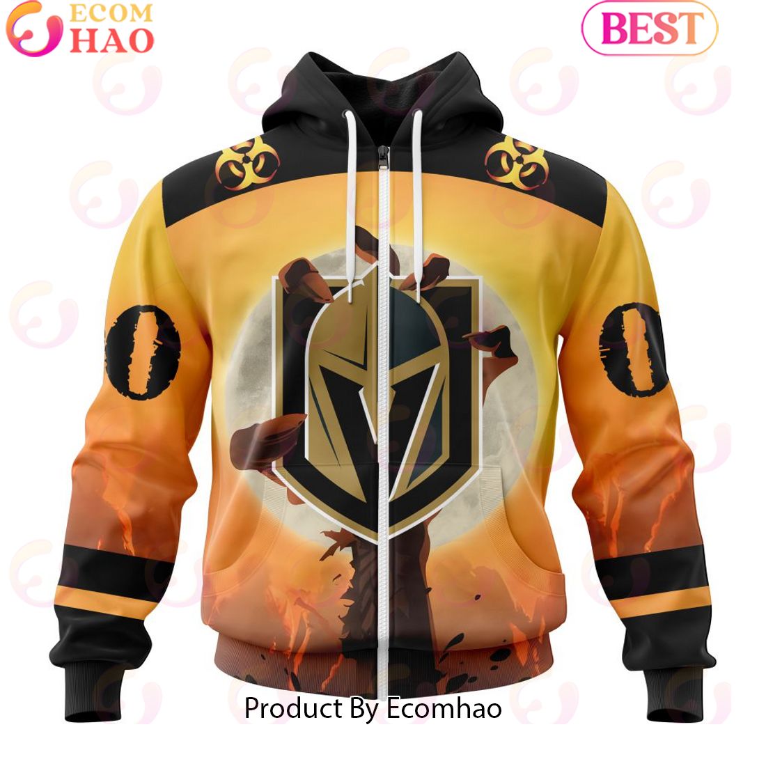 Personalized NHL Vegas Golden Knights Special Zombie Design For Halloween 3D Hoodie