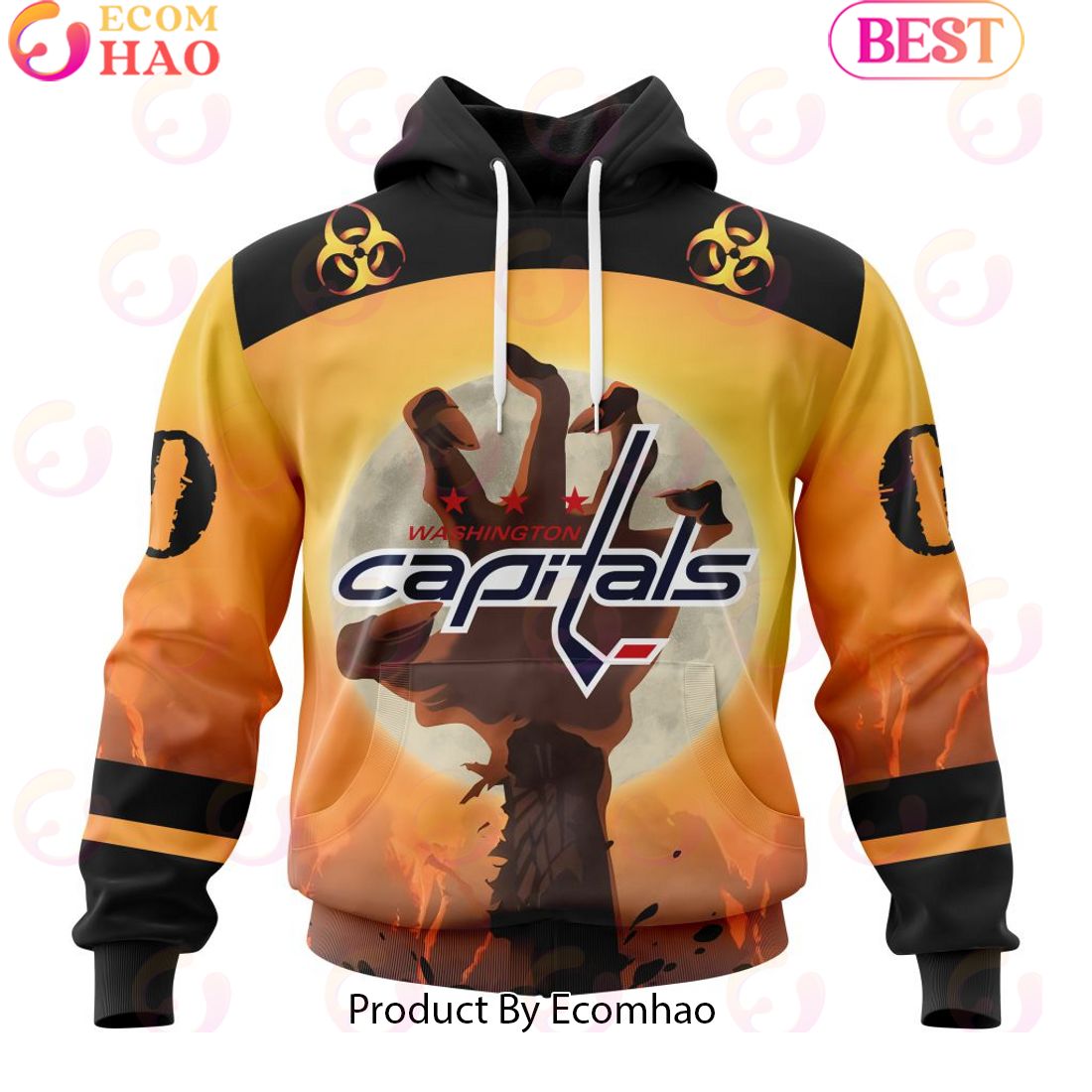 Personalized NHL Washington Capitals Special Zombie Design For Halloween 3D Hoodie