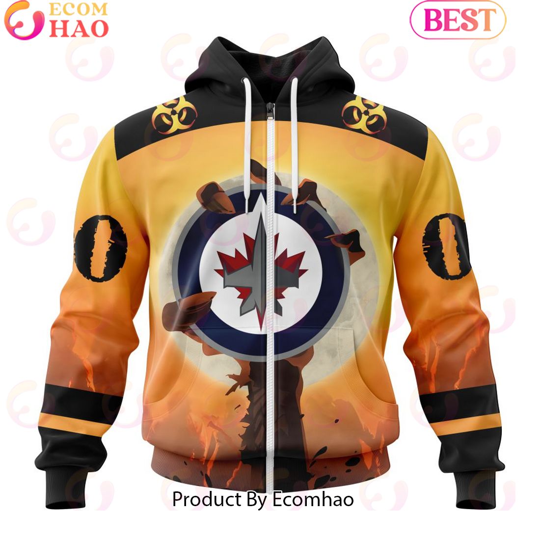 Personalized NHL Winnipeg Jets Special Zombie Design For Halloween 3D Hoodie