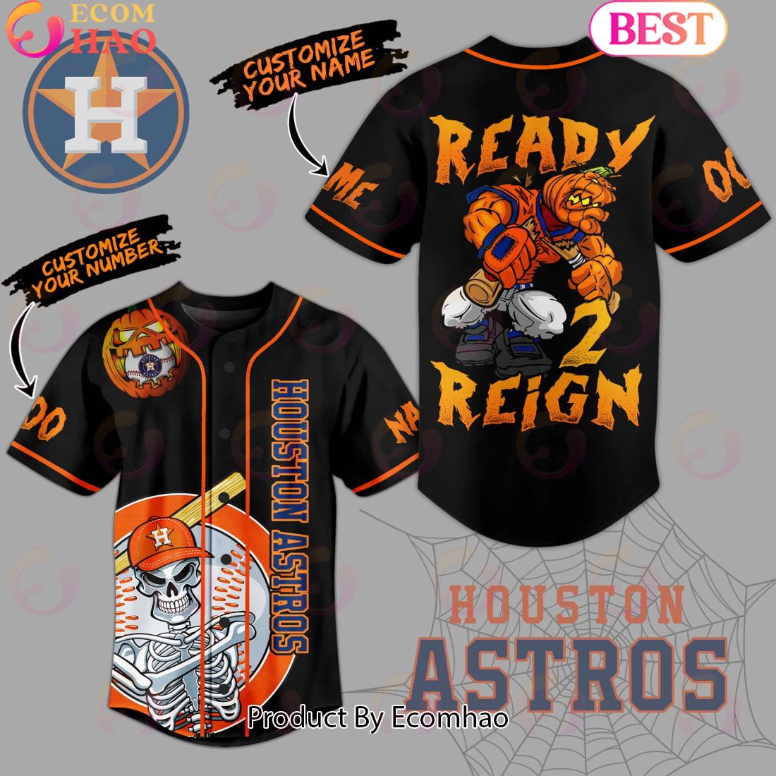 Customize Your Name And Number Houston Astros Ready 2 Reign Baseball Jersey