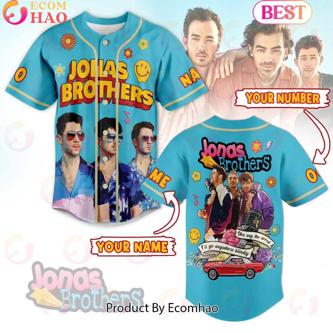 NEW] Custom Your Name And Number Jonas Brothers Baseball Jersey