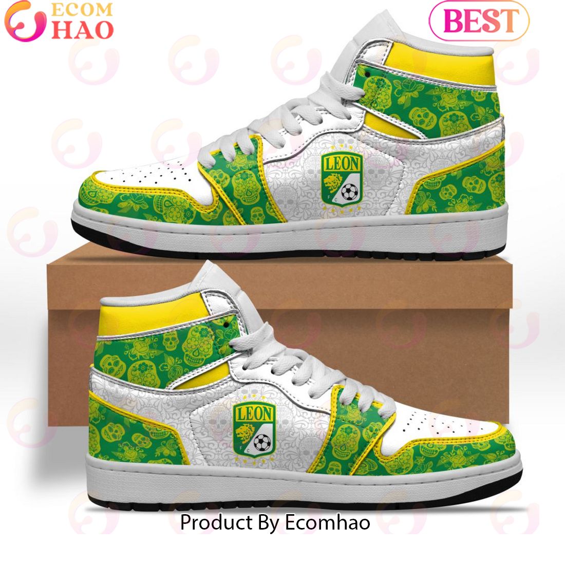 LIGA MX Club Leon Special Dia De Muertos Design Air Jordan 1 Sneakers