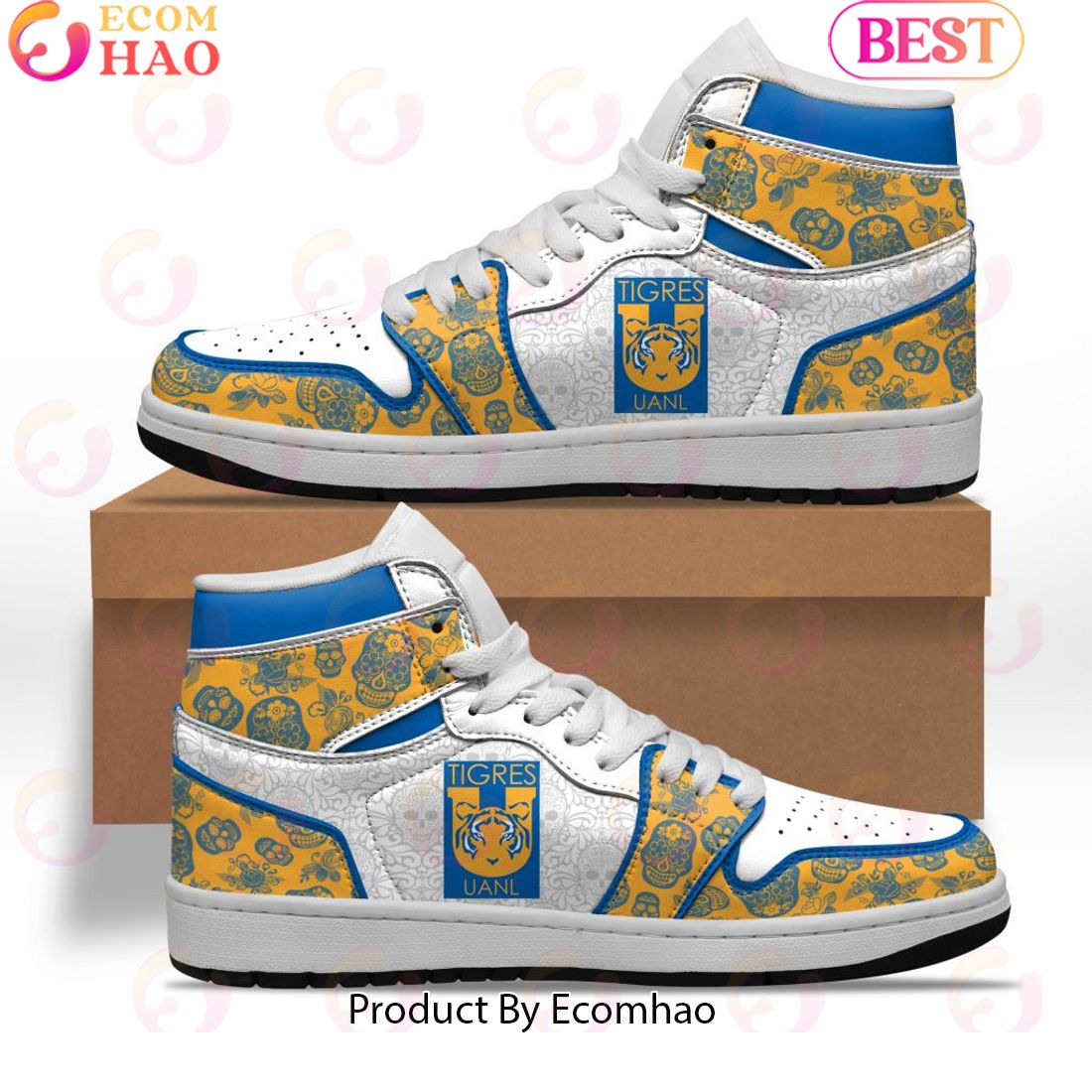 LIGA MX Tigres UANL Special Dia De Muertos Design Air Jordan 1 Sneakers