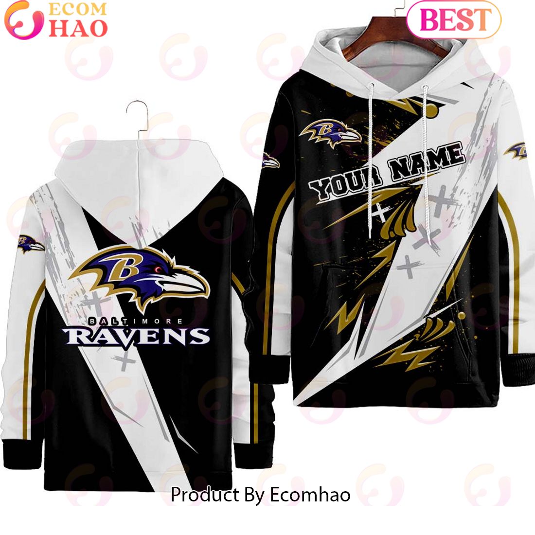 Baltimore Ravens Customer Full Printing Hoodie Long Pants Set