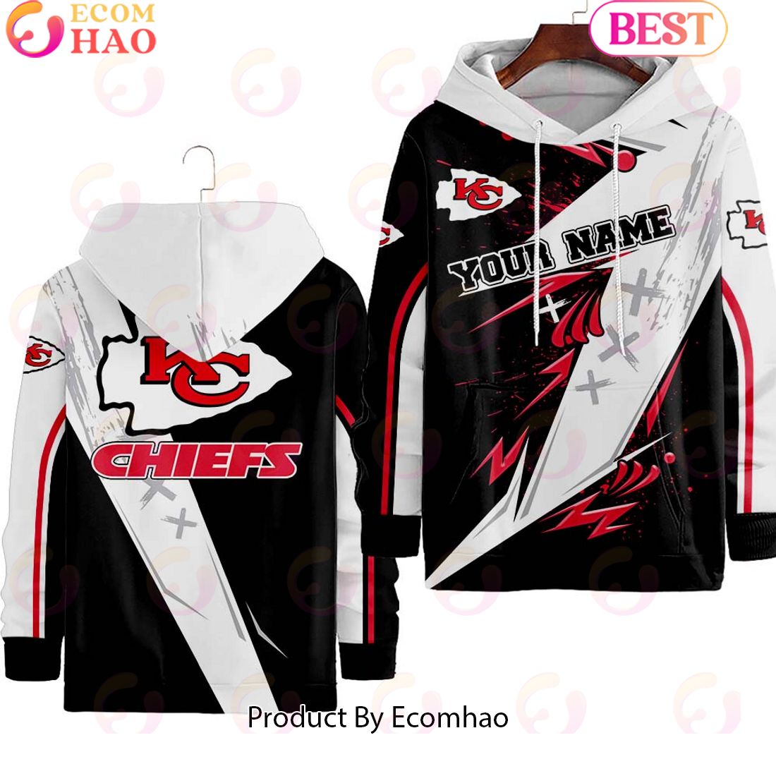 Kansas City Chiefs Customer Full Printing Hoodie Long Pants Set