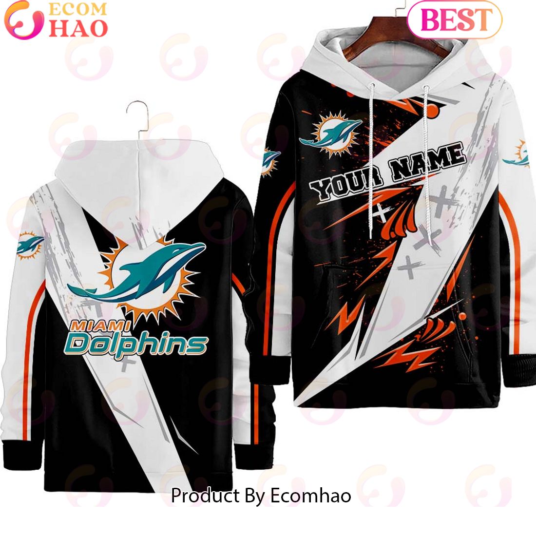 Miami Dolphins Customer Full Printing Hoodie Long Pants Set