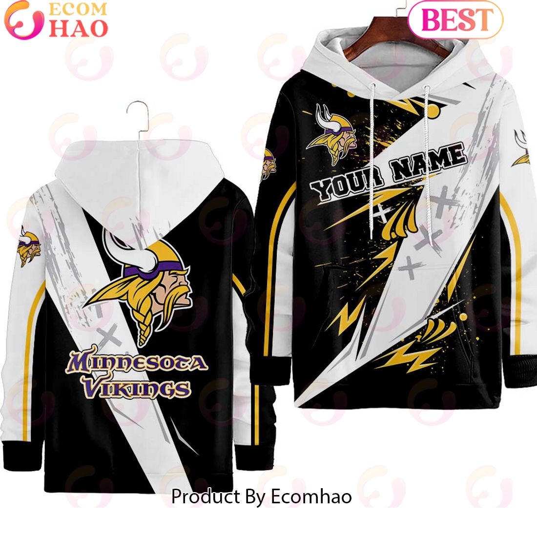 Minnesota Vikings Customer Full Printing Hoodie Long Pants Set