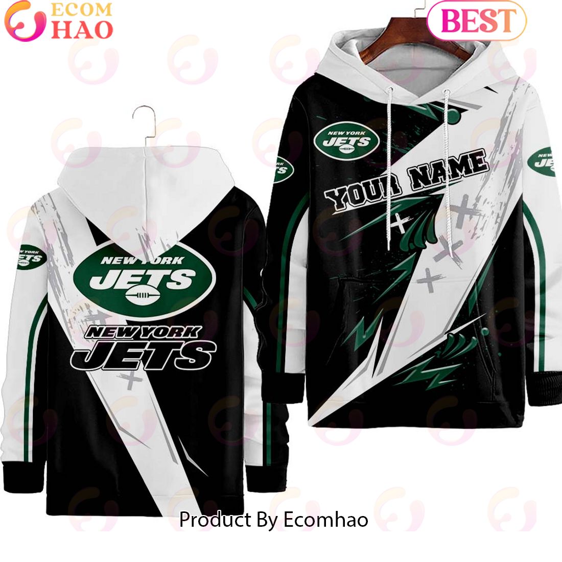 New York Jets Customer Full Printing Hoodie Long Pants Set