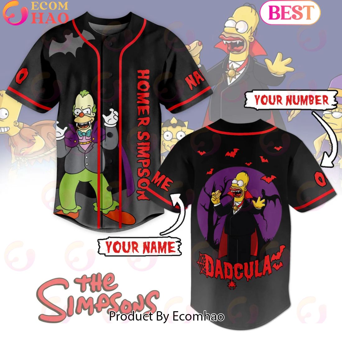 Customize Your Name And Number Homer Simpson Dadcula Baseball Jersey