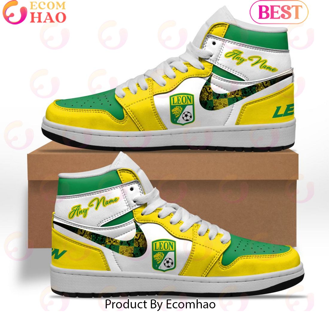 LIGA MX Club Leon Special Air Jordan 1, Hightop Custom Sneaker