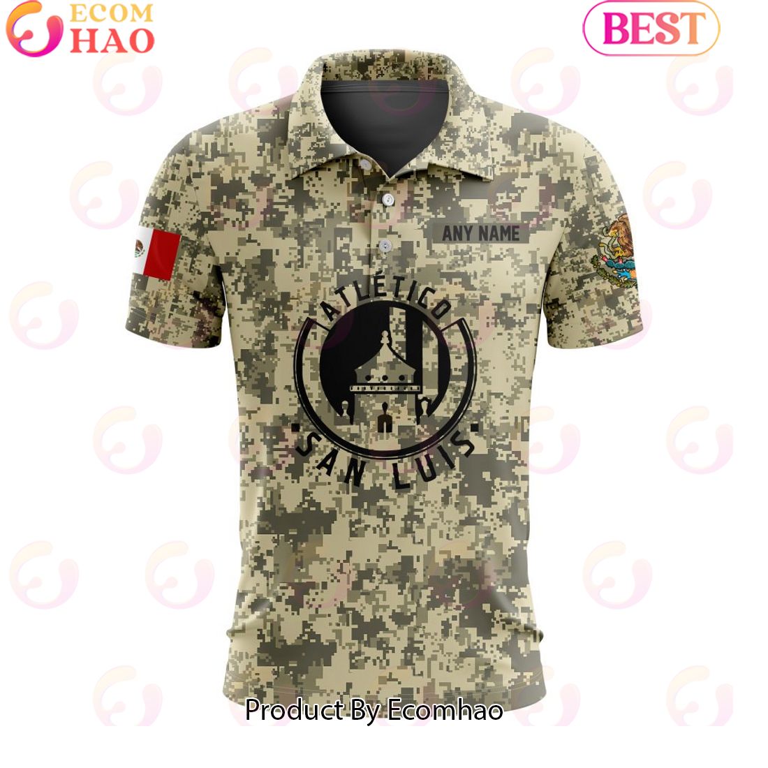 LIGA MX Atletico San Luis Special Camo Design Polo Shirt