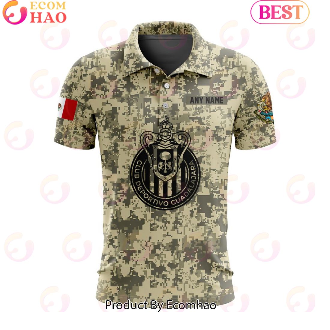 LIGA MX Chivas Guadalajara Special Camo Design Polo Shirt