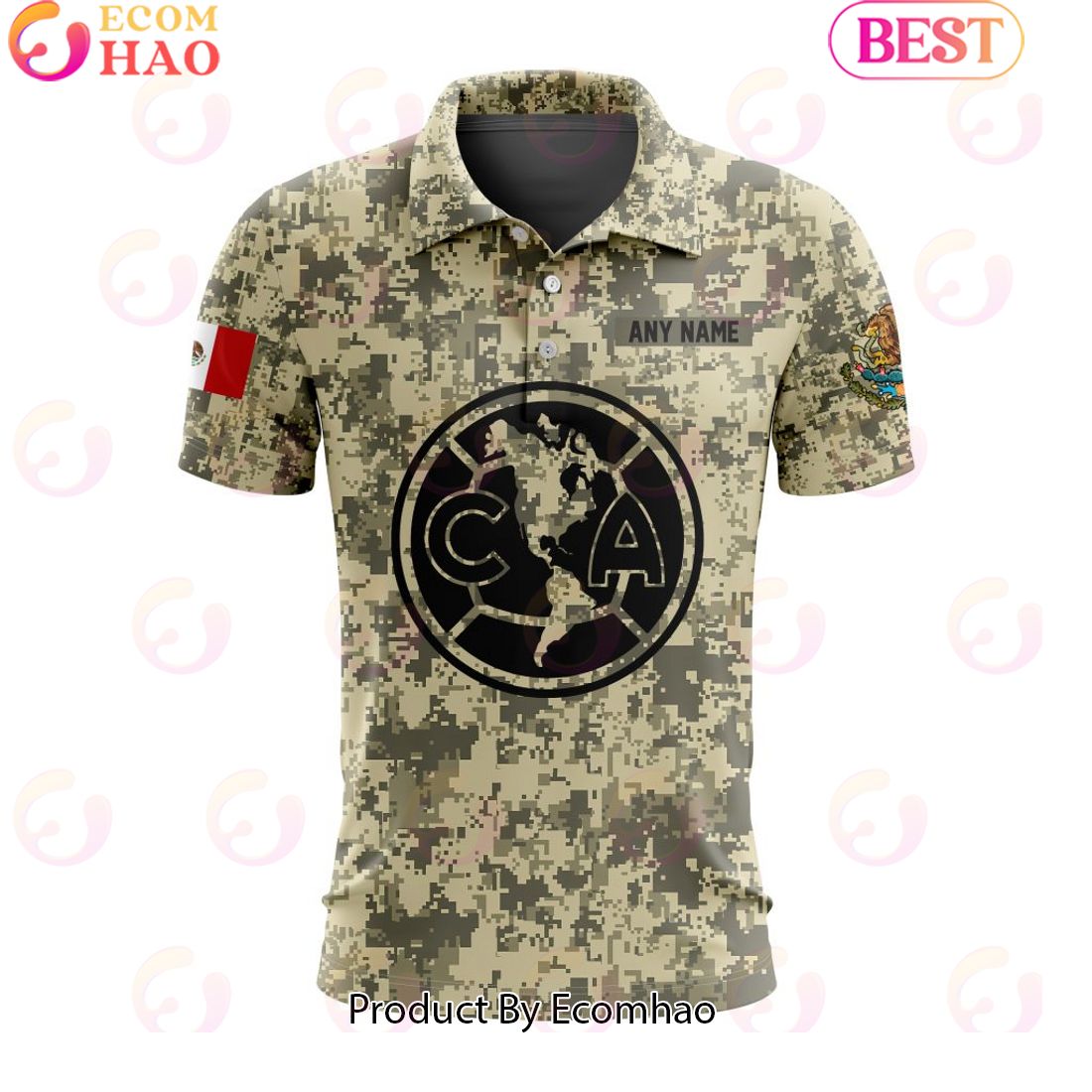 LIGA MX Club America Special Camo Design Polo Shirt