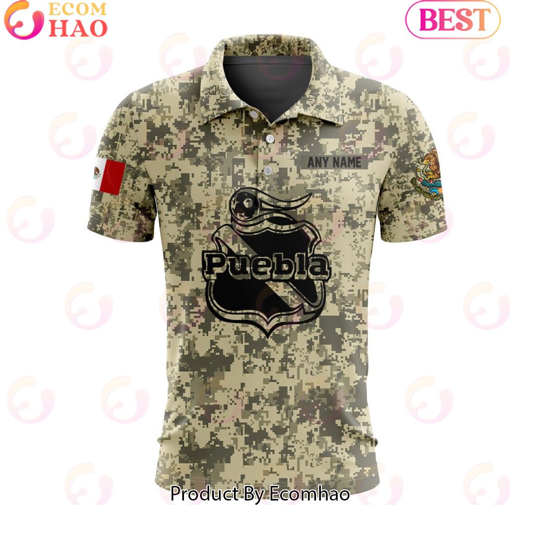 LIGA MX Club Puebla Special Camo Design Polo Shirt