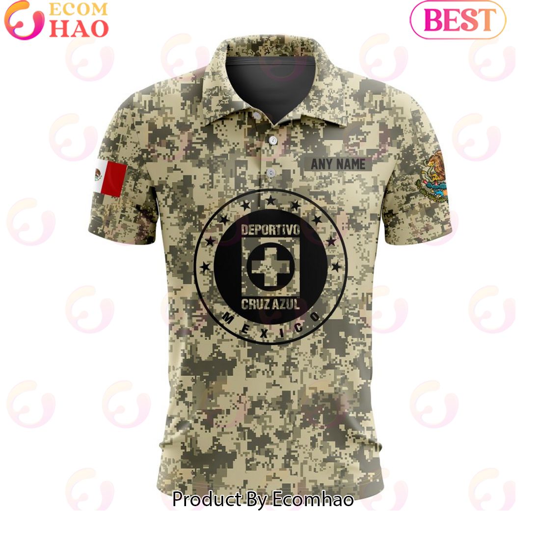 LIGA MX Cruz Azul Special Camo Design Polo Shirt