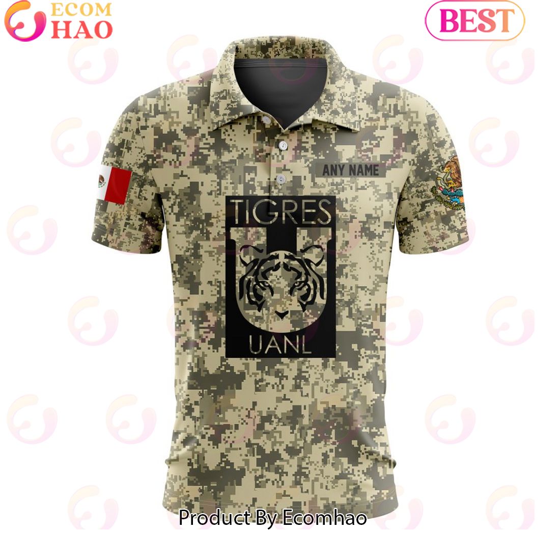 LIGA MX Tigres UANL Special Camo Design Polo Shirt