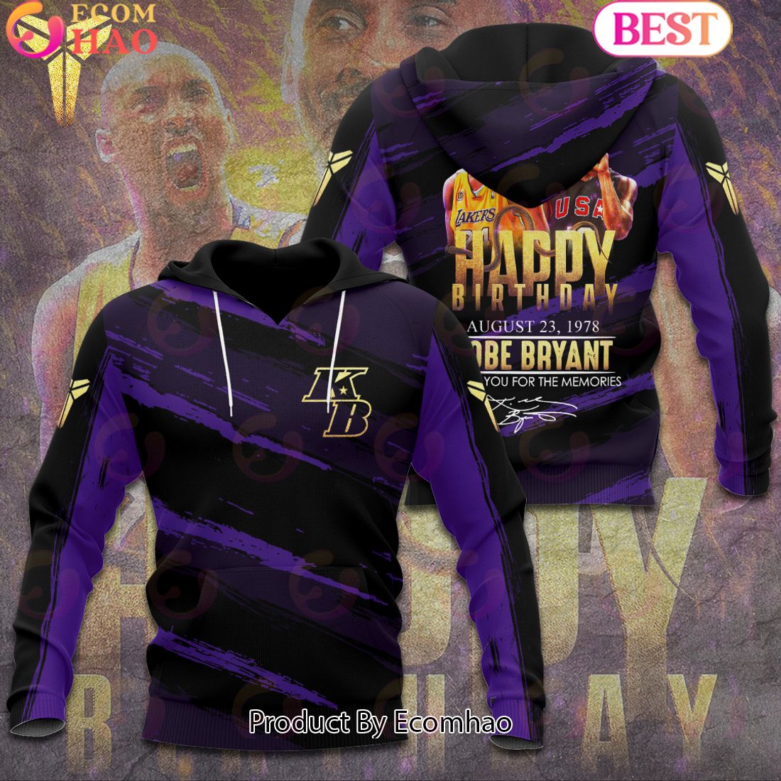 Happy Birthday August 23, 1978 Kobe Bryant Thank You For The Memories 3D Hoodie