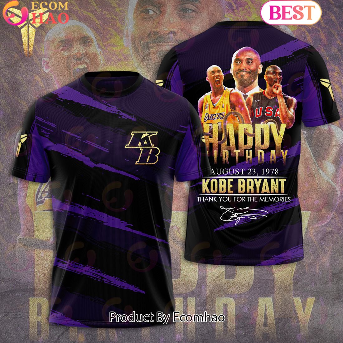 Happy Birthday August 23, 1978 Kobe Bryant Thank You For The Memories 3D Hoodie