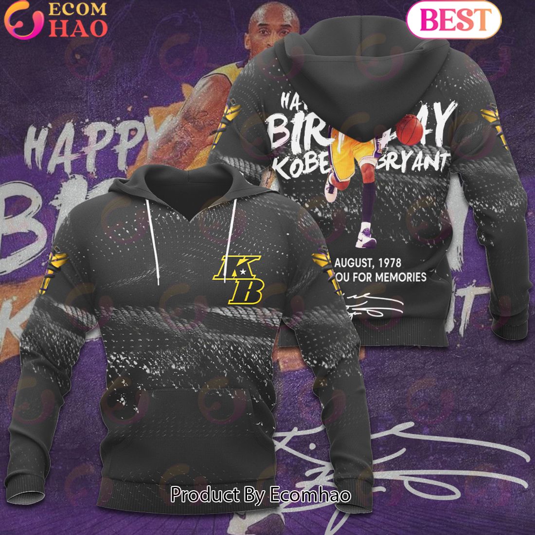 Happy Birthday August 23, 1978 Kobe Bryant Thank You For The Memories 3D Tshirt