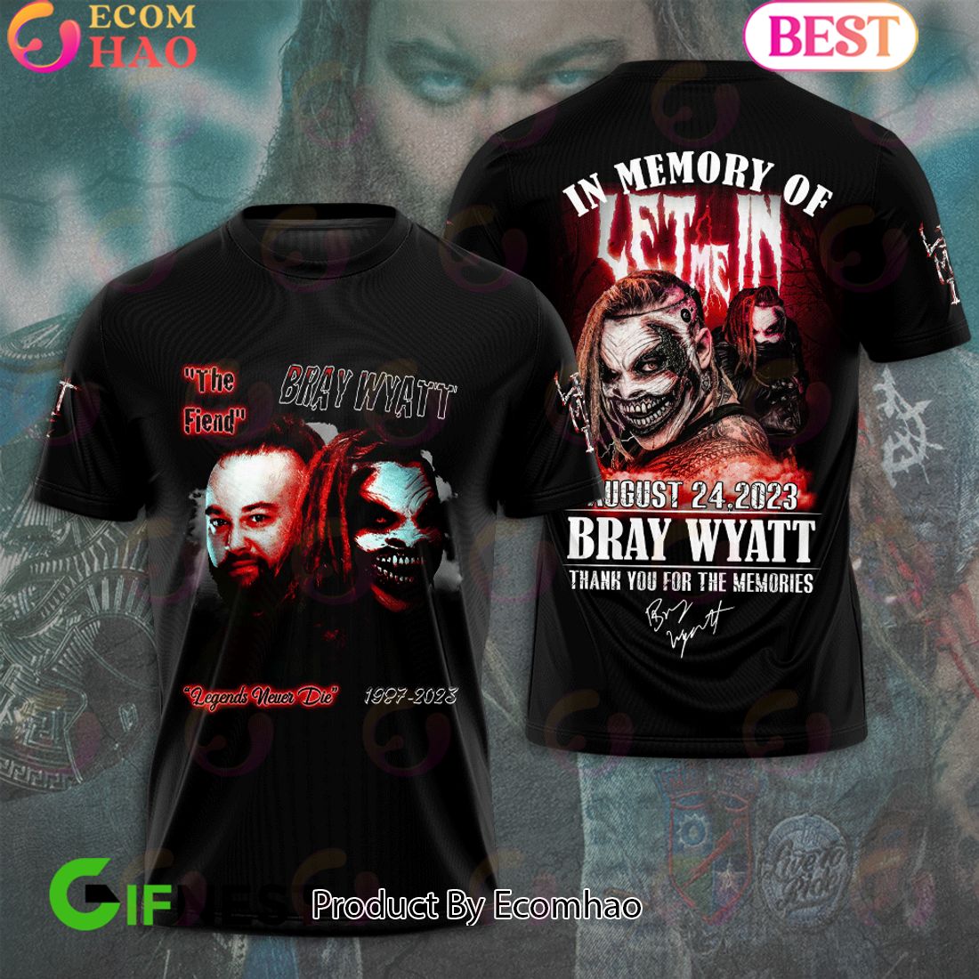 The Fiend Bray Wyatt Legends Never Die 1987 – 2023 Thank You For The Memories 3D Hoodie