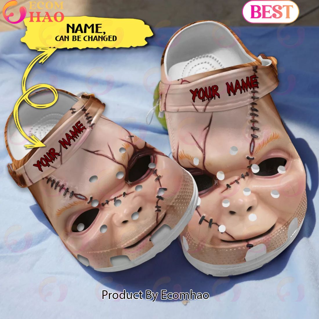 Scary Chucky’s Face Horror Characters Custom Name Crocs