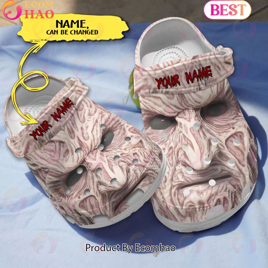 Scary Freddy Krueger’s Face Horror Characters Custom Name Crocs