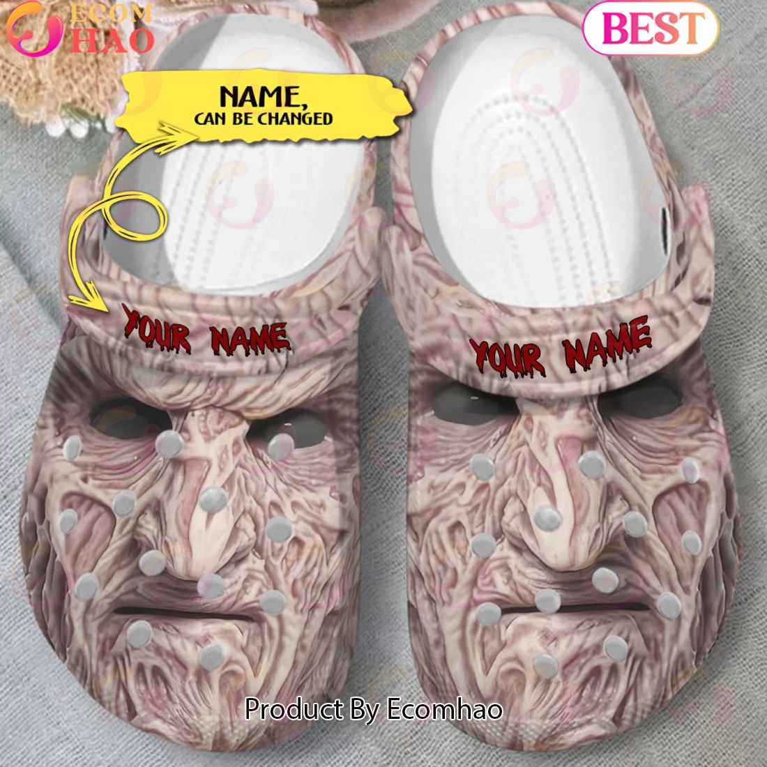 Scary Freddy Krueger’s Face Horror Characters Custom Name Crocs