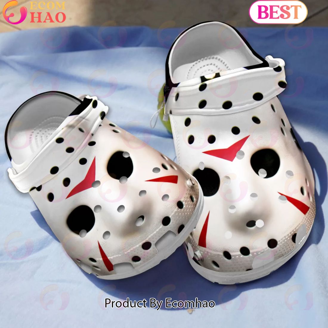 Scary Jason Voorhees White Face Halloween Crocs