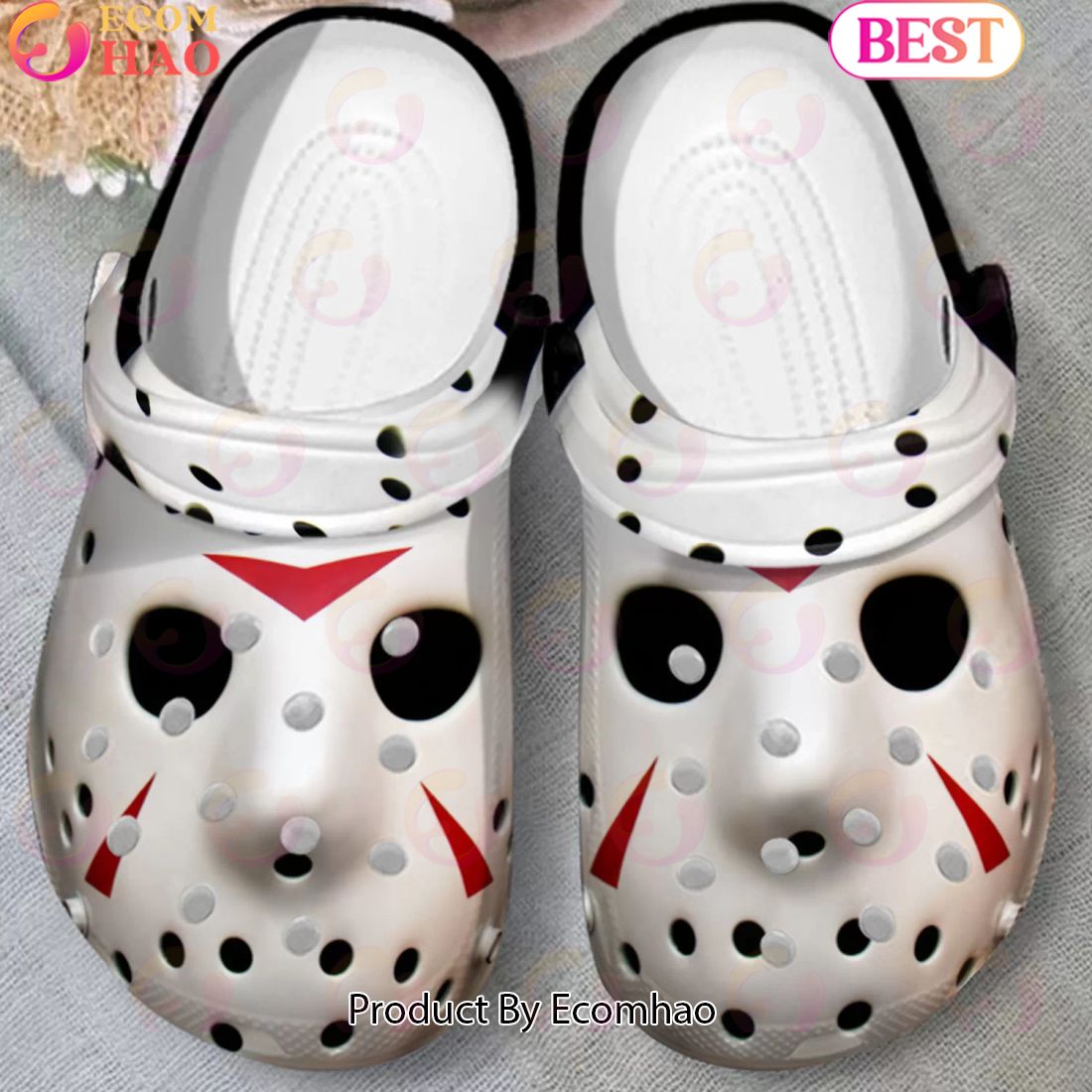 Scary Jason Voorhees White Face Halloween Crocs