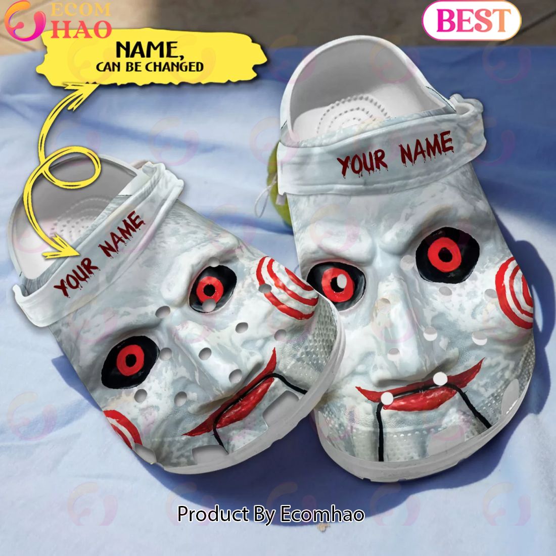 Scary Jigsaw’s Face Horror Characters Custom Name Crocs