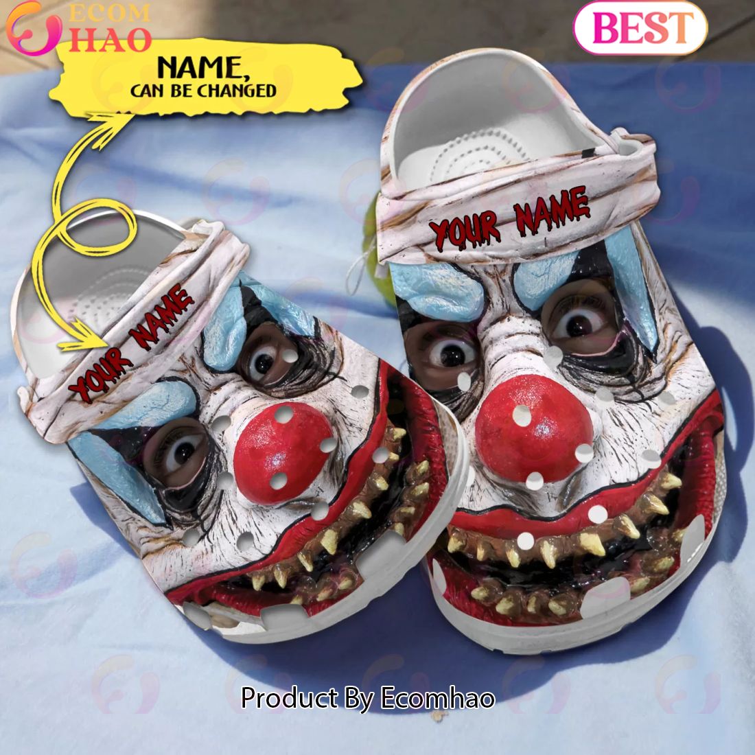 Scary Kinky Clown’s Face Horror Characters Custom Name Crocs