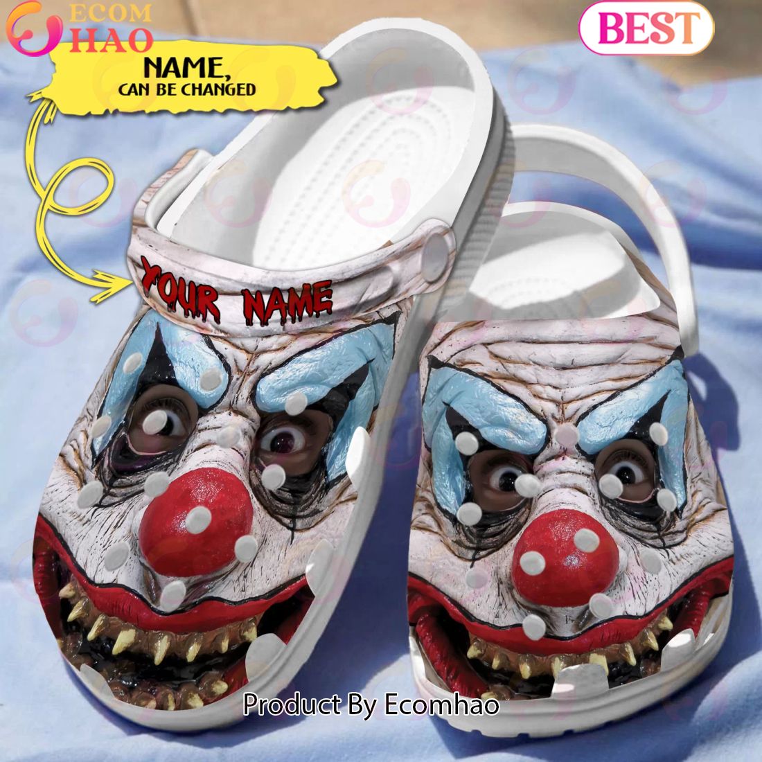 Scary Kinky Clown’s Face Horror Characters Custom Name Crocs