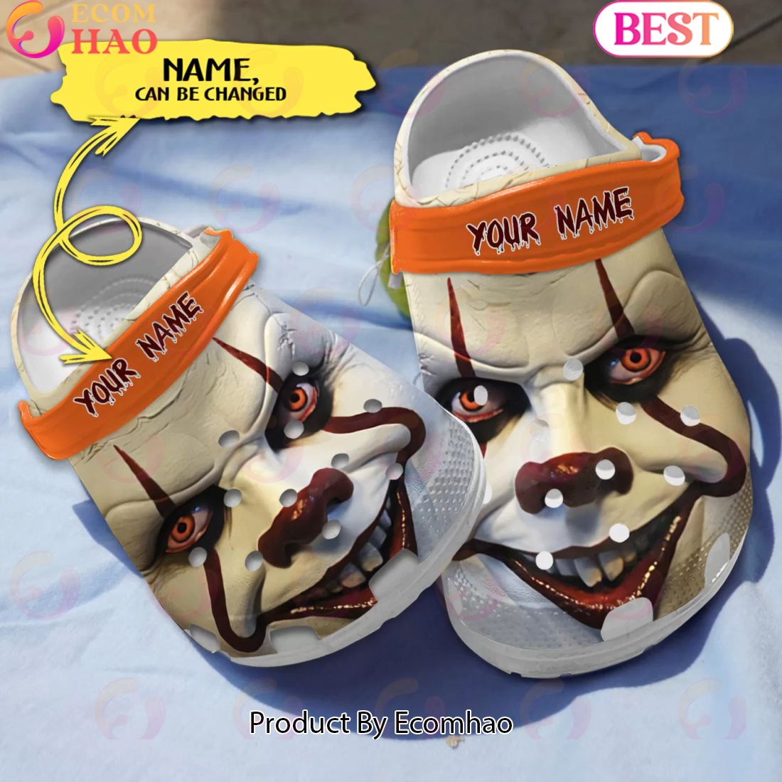 Scary Pennywise’s Face Horror Characters Custom Name Crocs