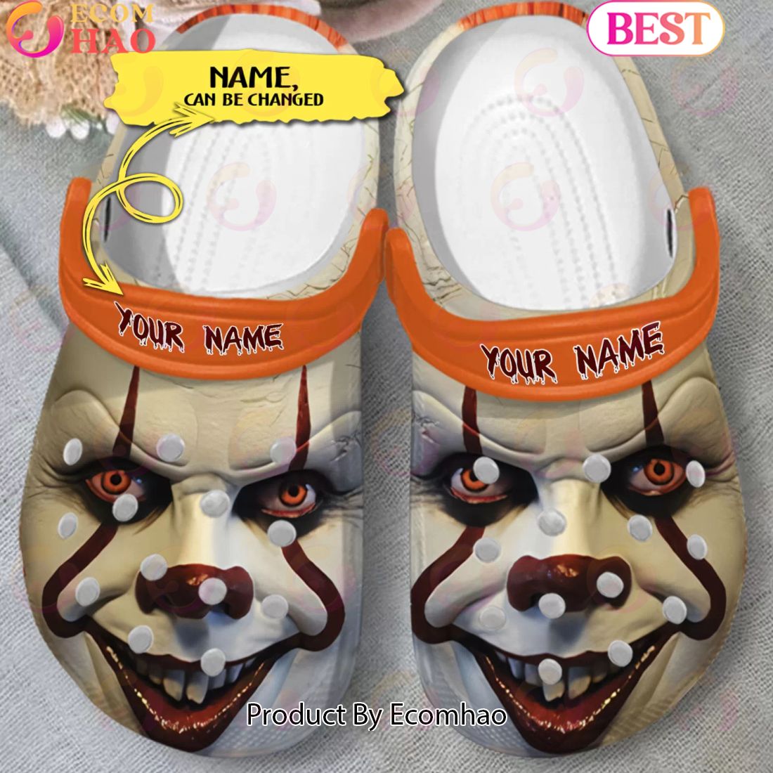 Scary Pennywise’s Face Horror Characters Custom Name Crocs