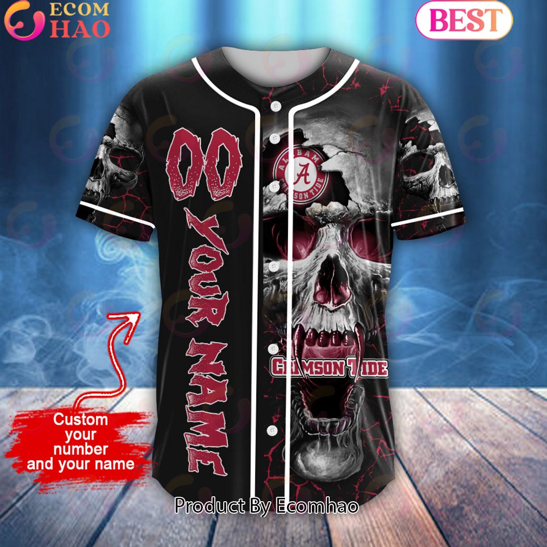 NCAA Alabama Crimson Tide Custom Name Baseball Jersey