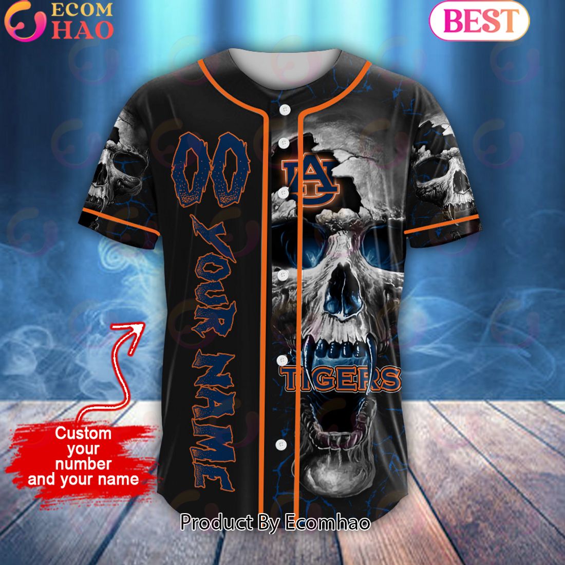 NCAA Auburn Tigers Custom Name Baseball Jersey